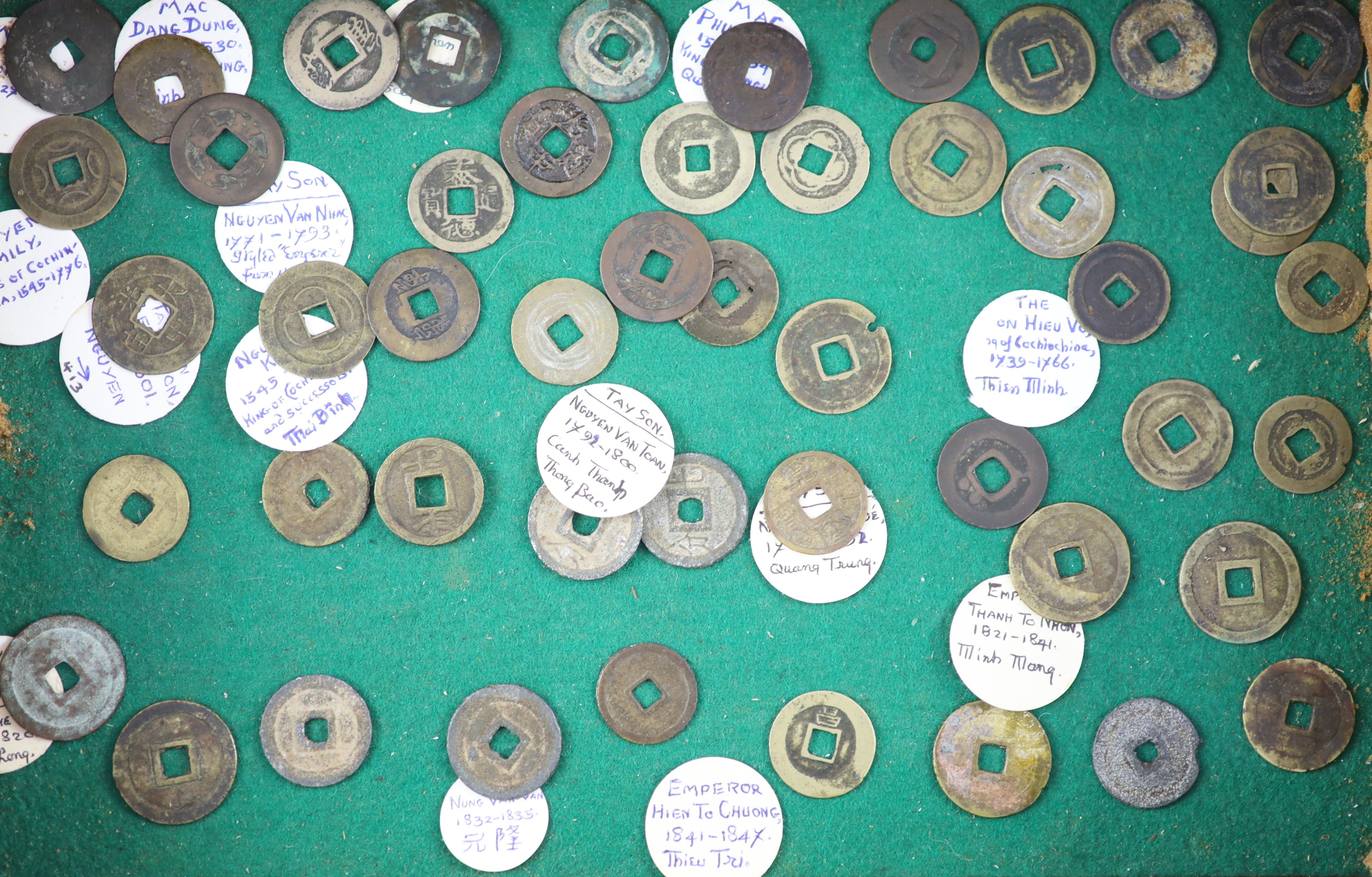 Vietnam, approx 78 Annam cash coins, Lê dynasty (980-1009) to Nguyen dynasty (1802–1945),